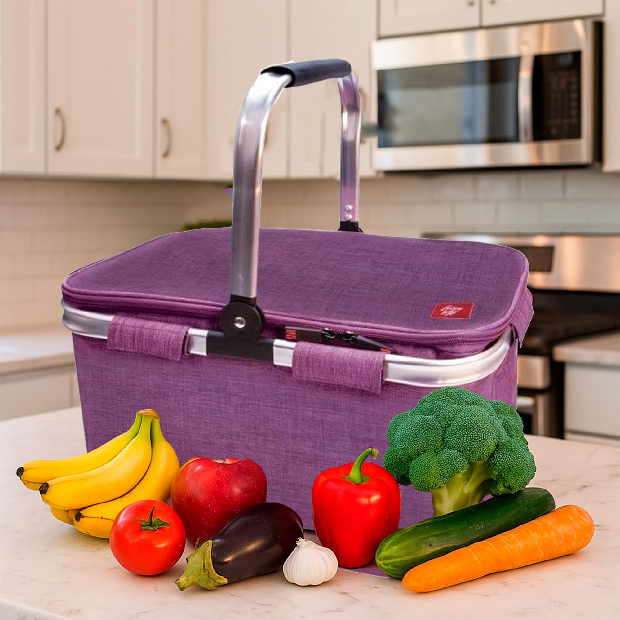 PICNIC BASKET PURPLE MARBLED