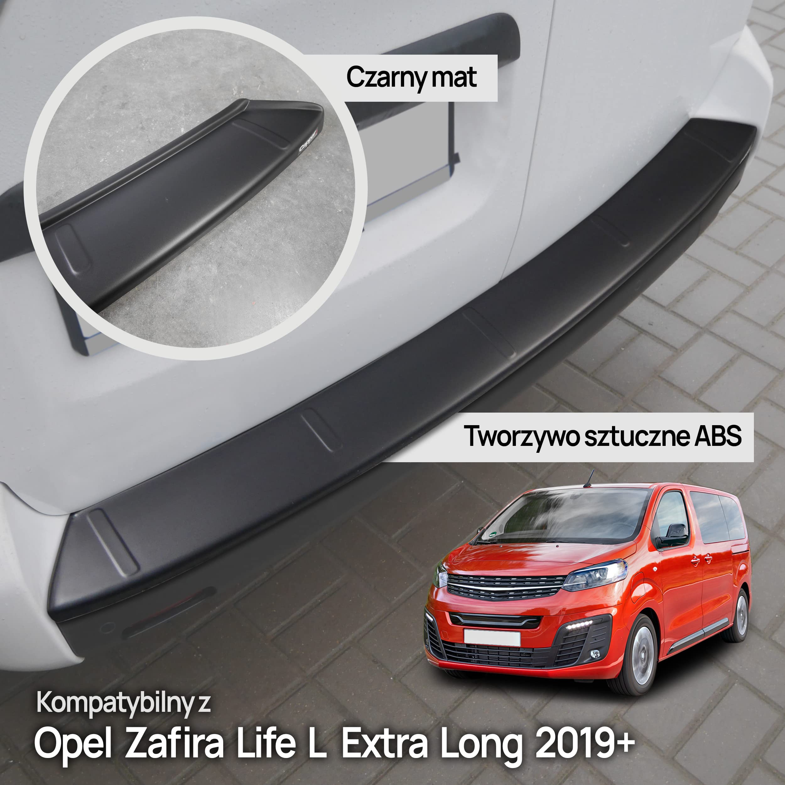 CHROMEMASTER| Listwa Ochronna Tylnego Zderzaka | Pasuje do Opel Zafira Life L Extra Long 2019- | Tworzywo ABS, czarny mat; Listwa Chroni Lakier Tylnego Zderzaka przed Zarysowaniem i Uszkodzeniem