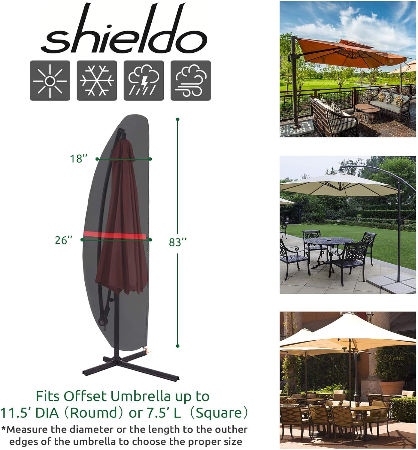 Shieldo Patio Umbrella Covers,Light-Weight and Durable Cantilever Umbrella Cover，420D Waterproof Patio Umbrella Covers for 9ft with Push Rod : Patio, Lawn & Garden