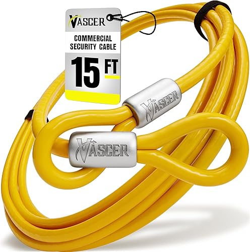 Cable de seguridad antirrobo de acero galvanizado trenzado resistente comercial con extremos en bucle. (12 pulgada de grosor, construcción de 7 x