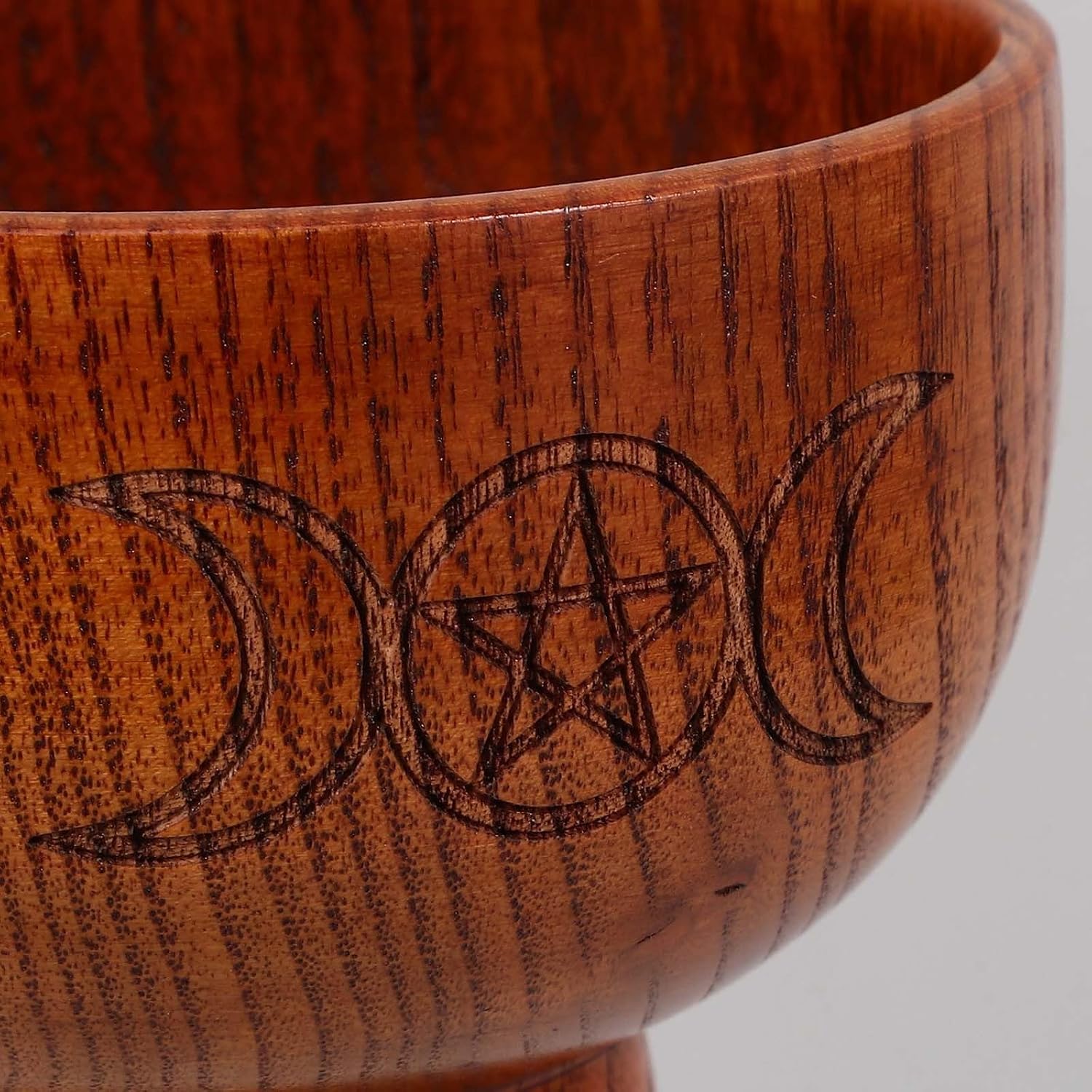 Wooden Pentacle Bowl Candle Holder, Moon Ritual Decorative Altar Decor