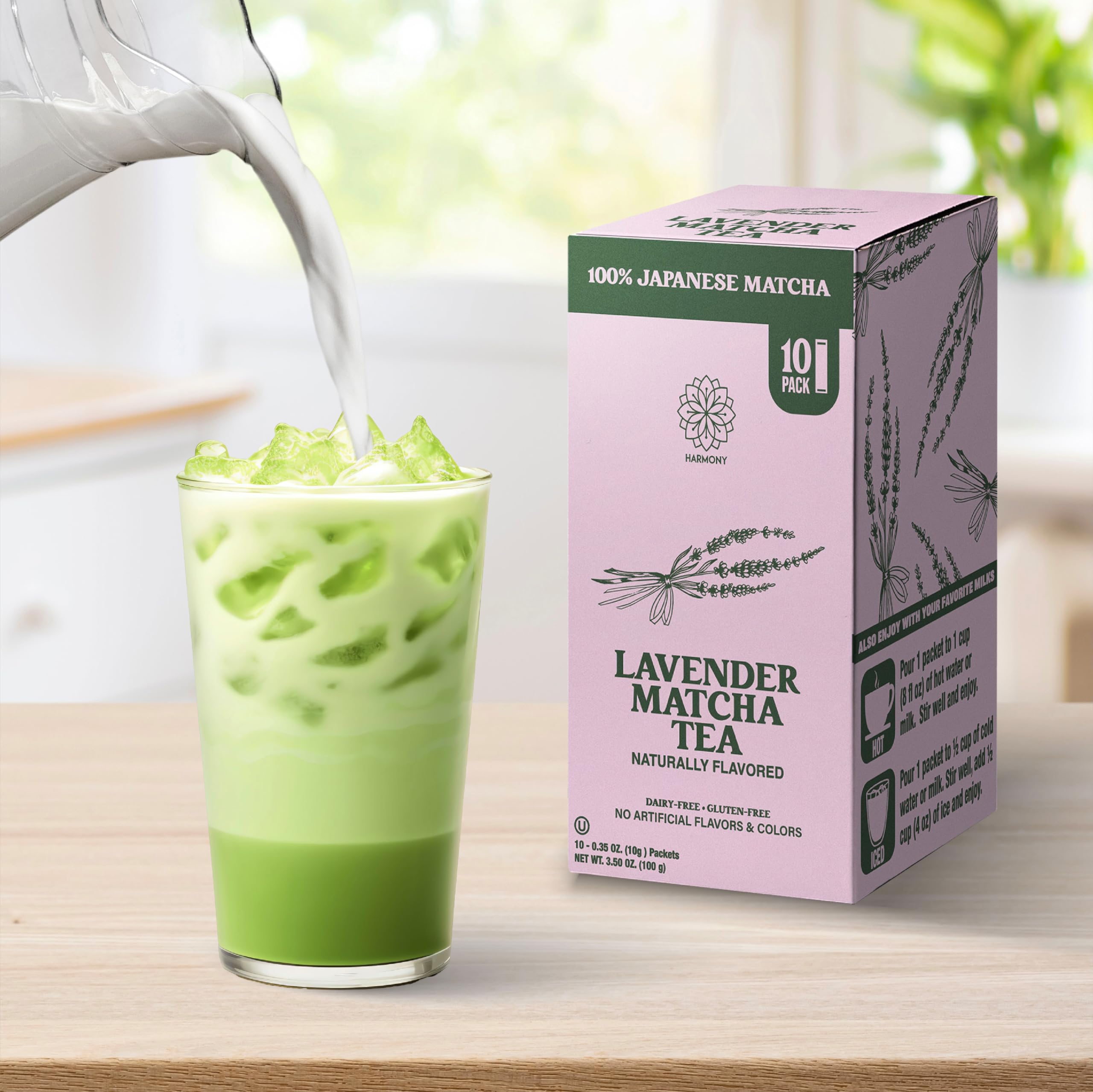 The Harmony Matcha Lavender 10 Sticks Premium Japanese Matcha Powder Rich in Antioxidants L-Theanine Sweetened with Organic Sugar — view 8
