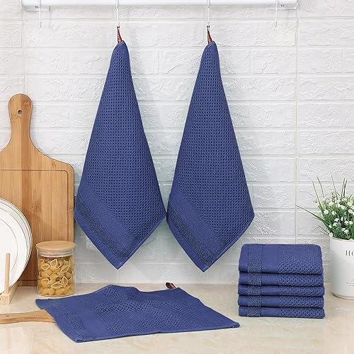 Miniatura 219 de Homaxy Paños de cocina 100% algodón, paquete de 8 – 12 x 12 pulgadas, tejido de gofre, muy suaves y absorbentes, paños de cocina de secado rápido
