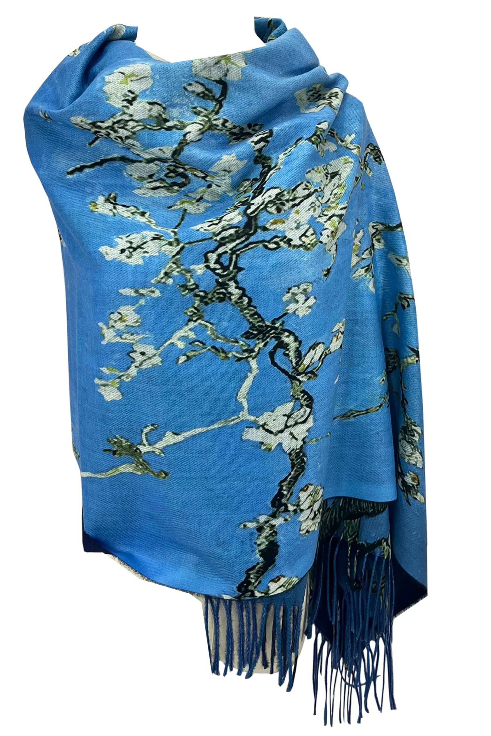 GFM® Sciarpa scialle in misto lana e cashmere, stampa artistica per autunno e inverno (PWSHL)