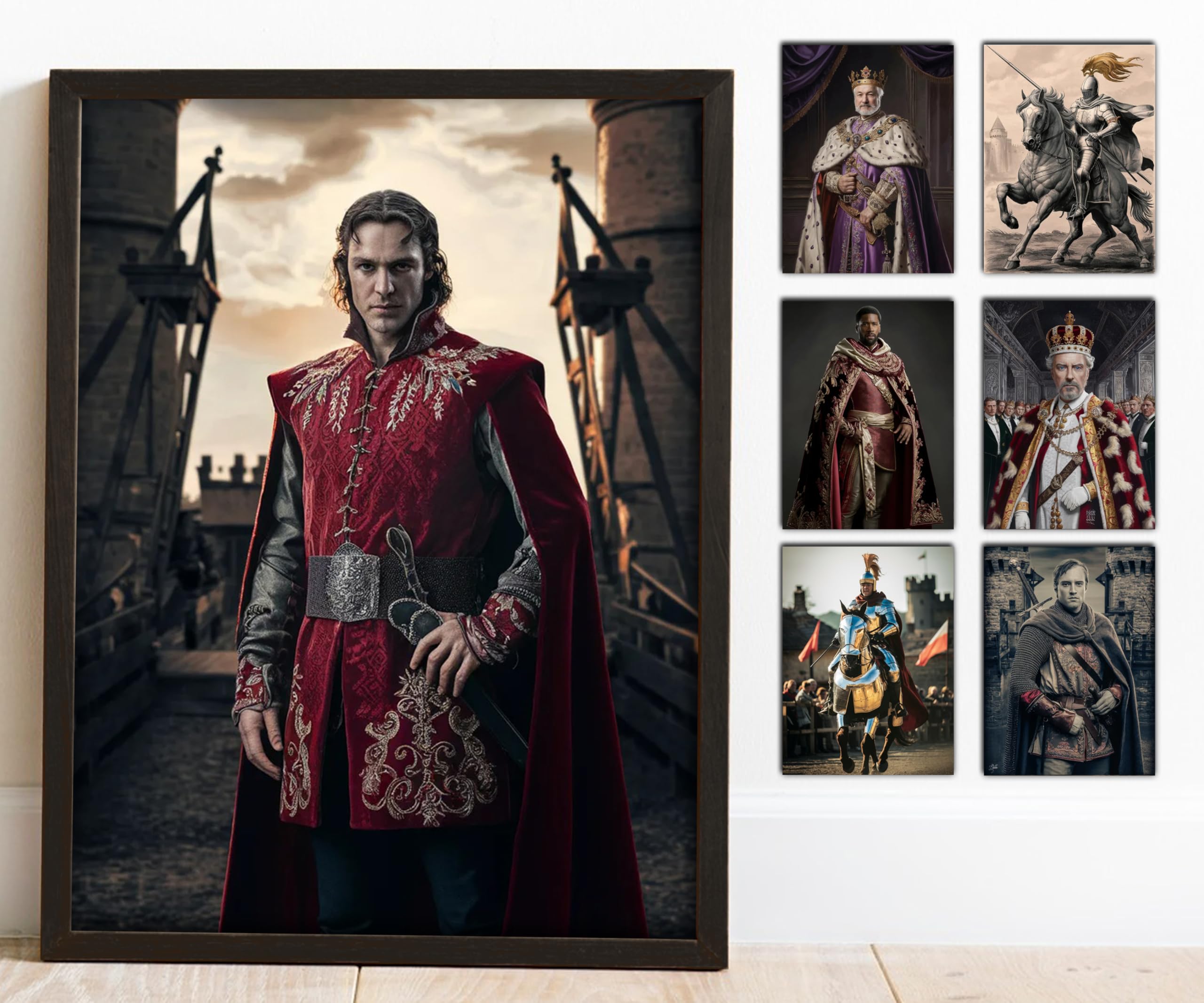NAZENTI Personalized Warrior Portrait from Photo, Renaissance & Medieval Style, Art Print on Canvas, King Henry V, 12L" x 14W"