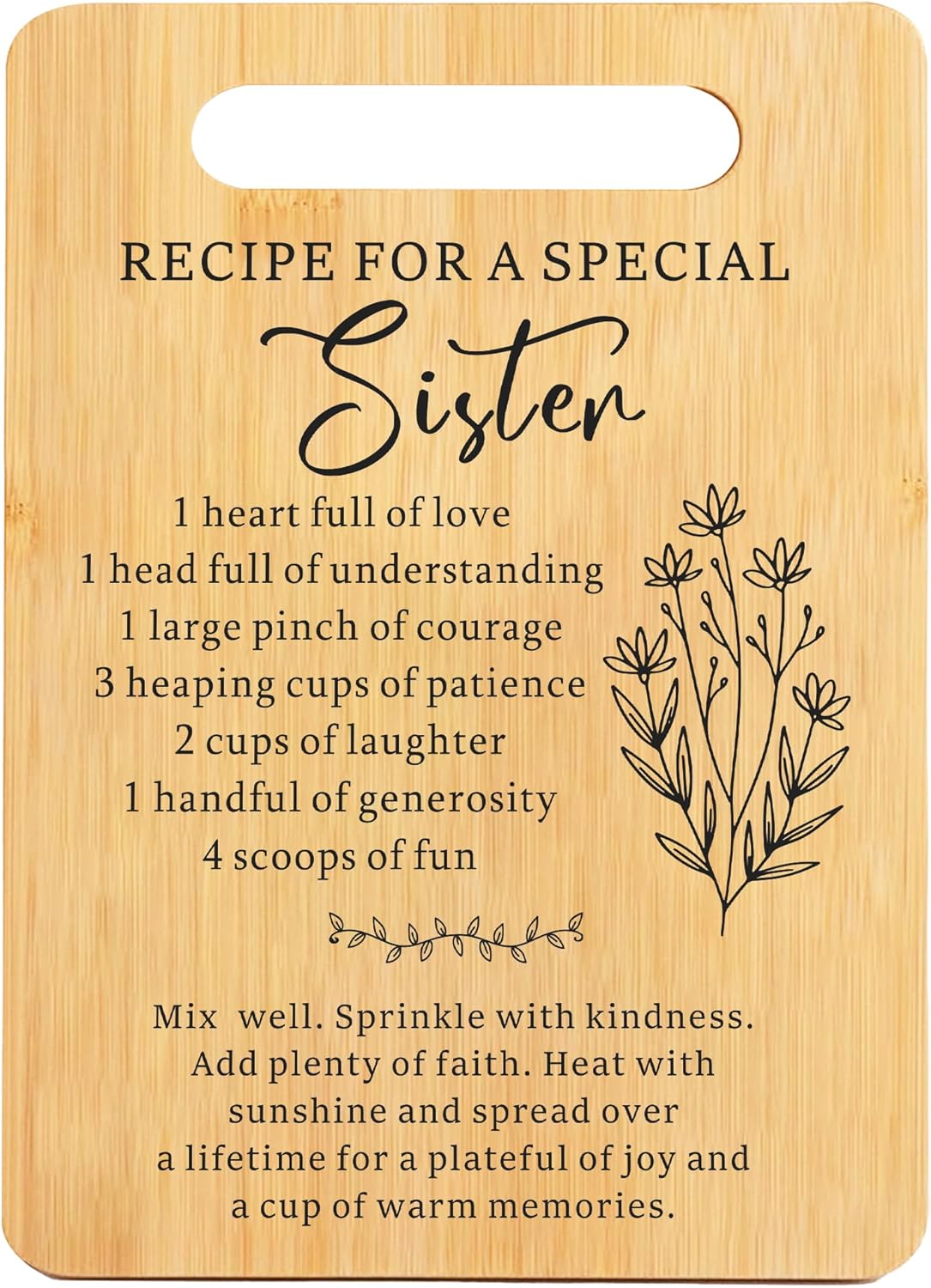 Sister Birthday Gifts from Sister, Recipe for a Special Sister Cutting Board, Gifts for Sister Mothers Day Sister Birthday Christmas Gifts
