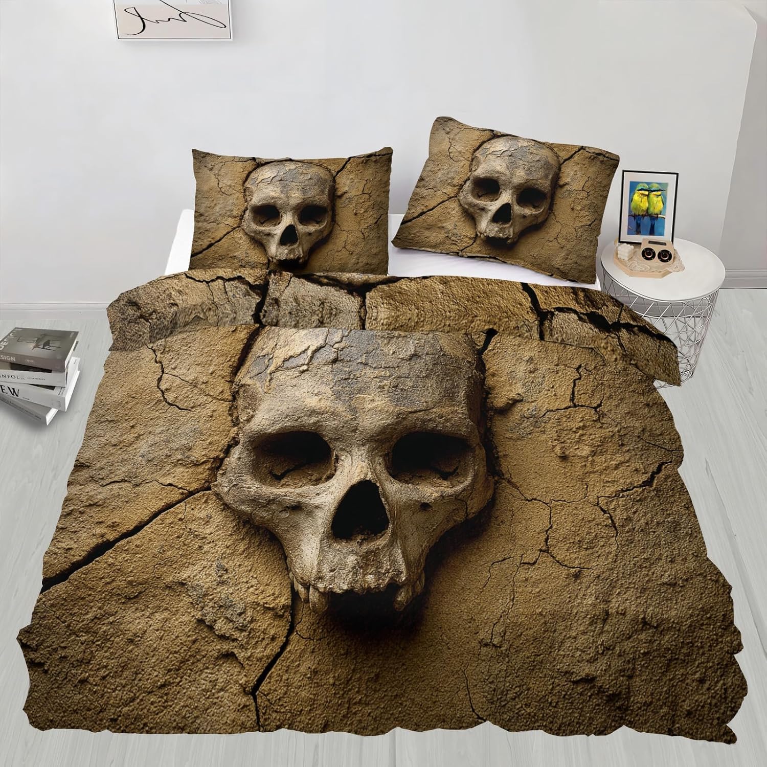 NDXRWDZR Single Bedding Set Skeleton Duvet Cover for Kids Soft Hypoallergenic Microfiber Duvet Cover with Zipper Closure, 1 Duvet Cover 135x200 cm + 2 Pillowcases 50x75 cm