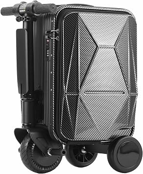 20L Electric Suitcase,Electric Rideable Luggage with Telescopic Handle, Load 110 KG/Speed Adjustment/External Charging Port/Removable Battery/Mileage 8-10 KMBlack