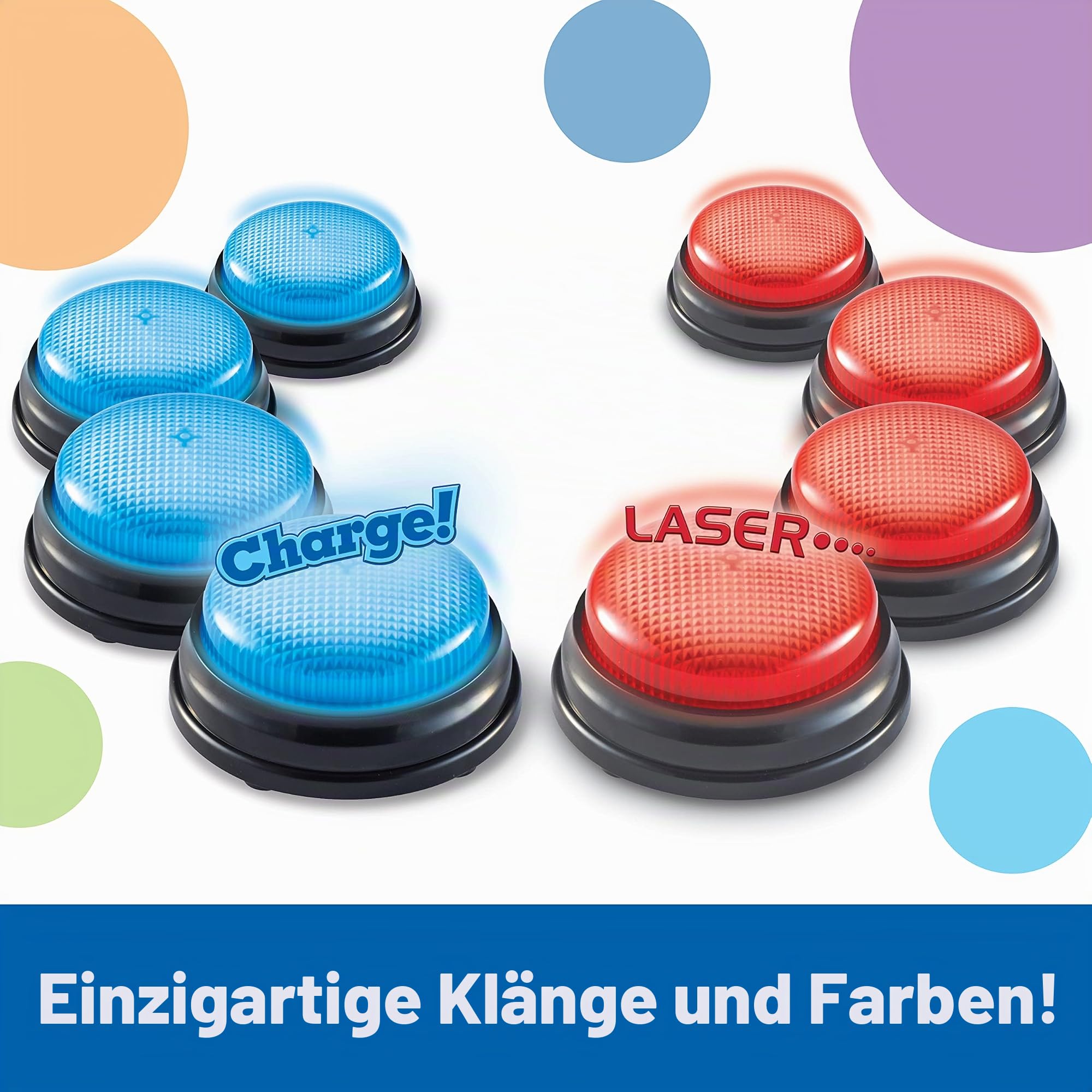 Learning Resources Antwort-Buzzer Set für Kinder, ab 3 Jahren, 8 Quiz-Buzzer mit 2 Geräuschen, rot & blau, fördert Teamarbeit & soziale Fähigkeiten, ideal für Schule & Zuhause