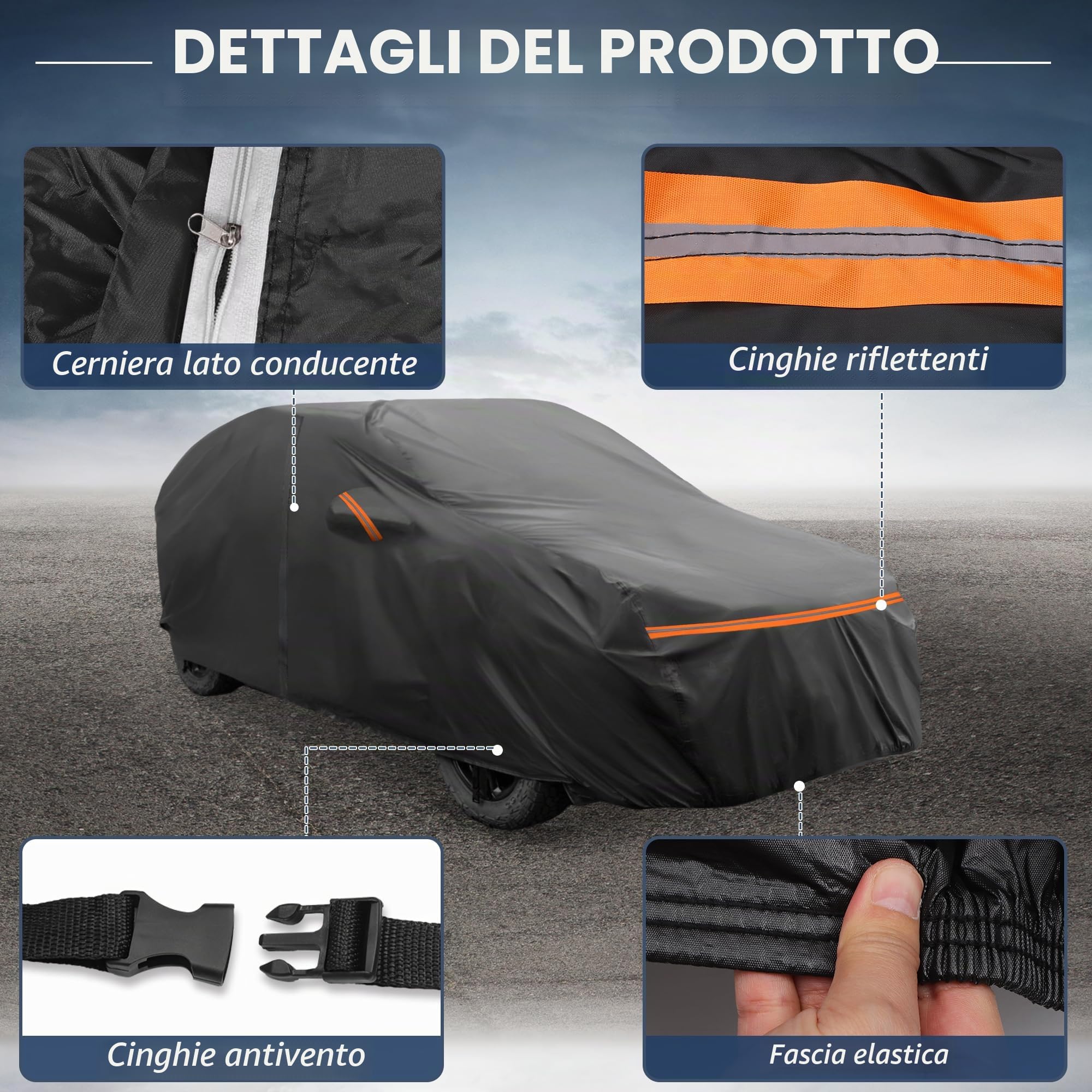 A ABSOPRO Copertura Per Audi Q2 09-24 Impermeabile 1pc | Nero, PEVA Spunlace Cotone, Impermeabile, Antivento, Sole Pioggia Neve, Protezione Cerniera Porta, Facile Installazione