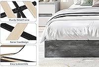 Vista 4 de GarveeHome Marco de cama de plataforma de madera de tamaño matrimonial, marco de cama de madera sin cabecero, soporte de listones de madera,