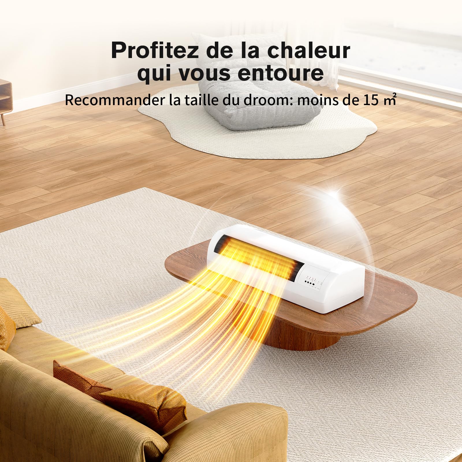 Ventilateur de chauffage mural, 2000W chauffage électrique avec minuteur, corps de chauffage avec télécommande pour les espaces intérieurs, céramique chauffage mural électrique