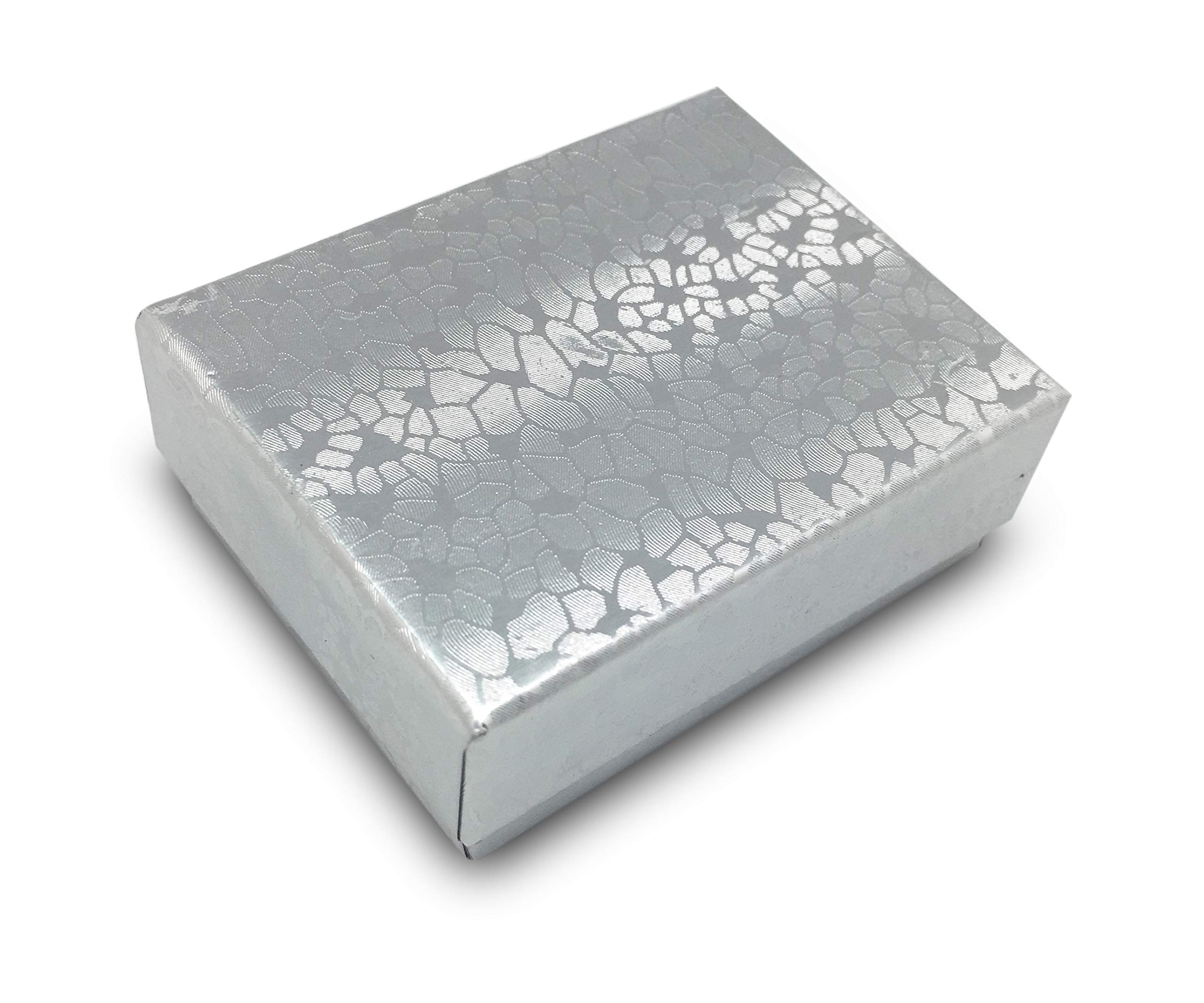 100 Pack Silver Cardboard Jewelry Gift Boxes With Cotton Inserts (11 Sizes Included)