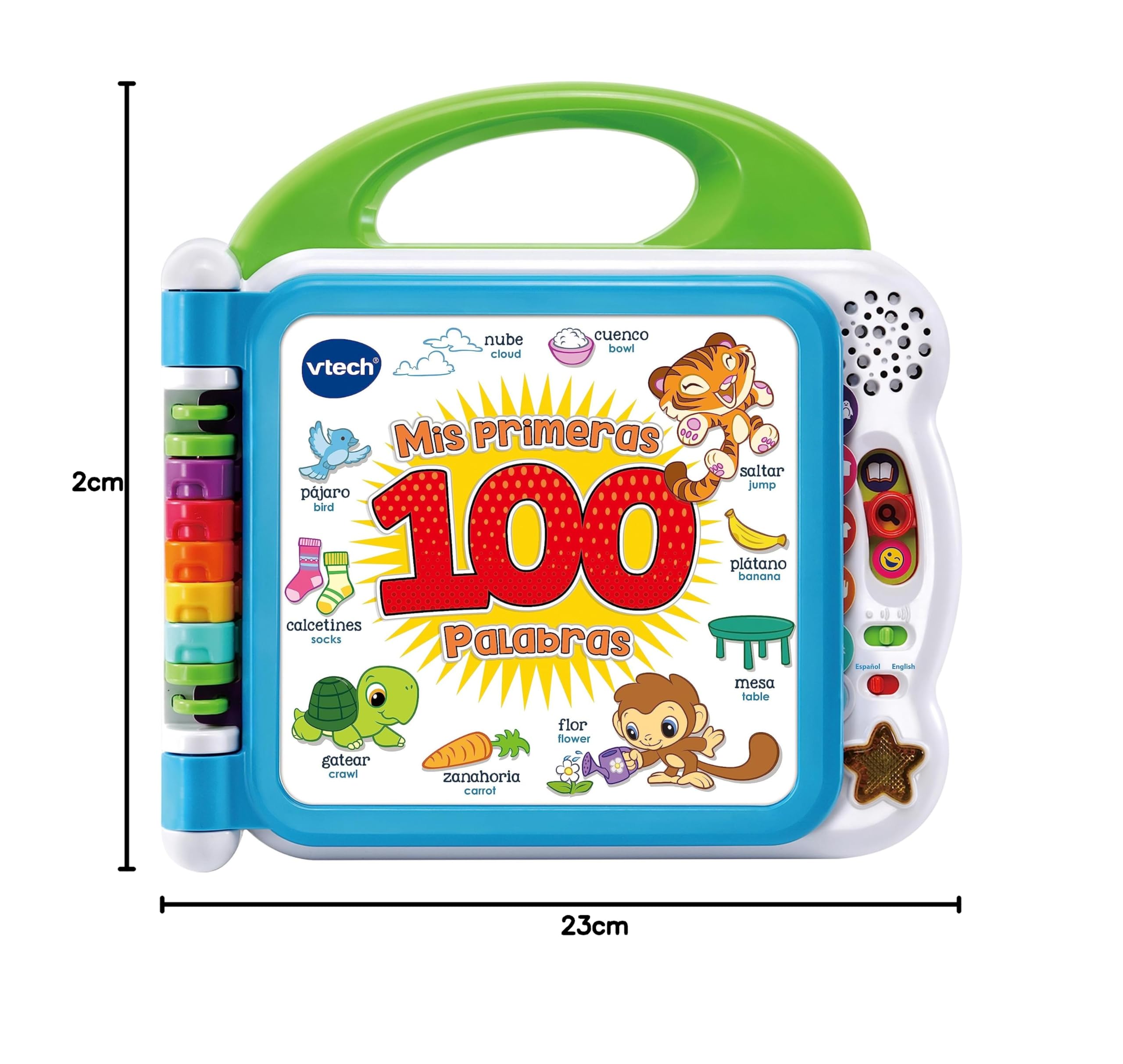 VTech - Moje pierwsze 100 słów dwujęzyczny, interaktywna książka edukacyjna hiszpańsko-angielska, zabawka dla dzieci +1,5 lat, wersja ESP