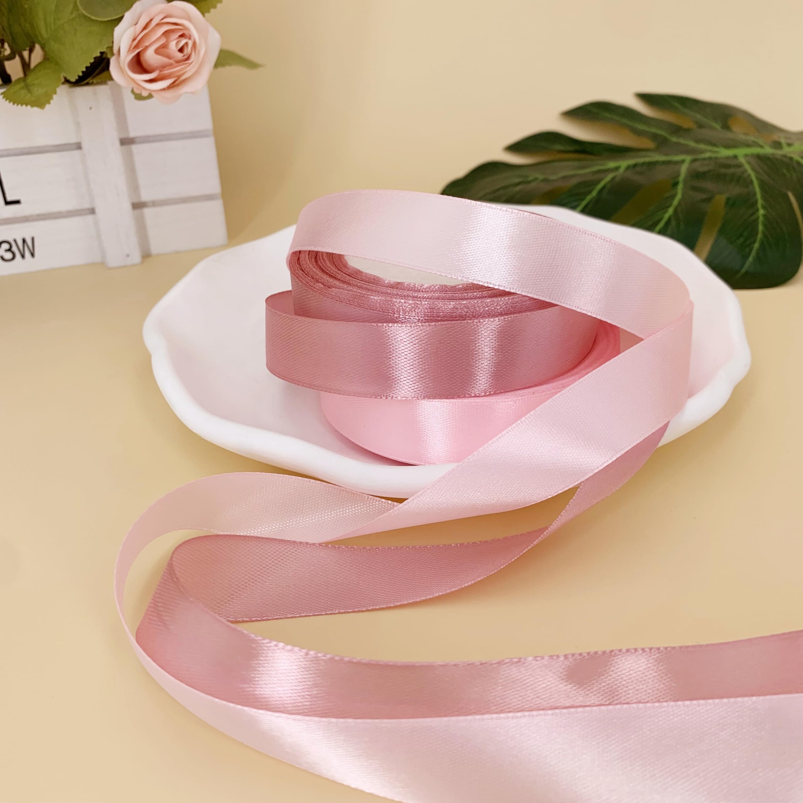 Pink Satin Ribbon 20mm for Crafting Gift Wrapping, Hair, Wedding, Car, Balloon, Cake Decoration - 2 Rolls 22M - Image 3