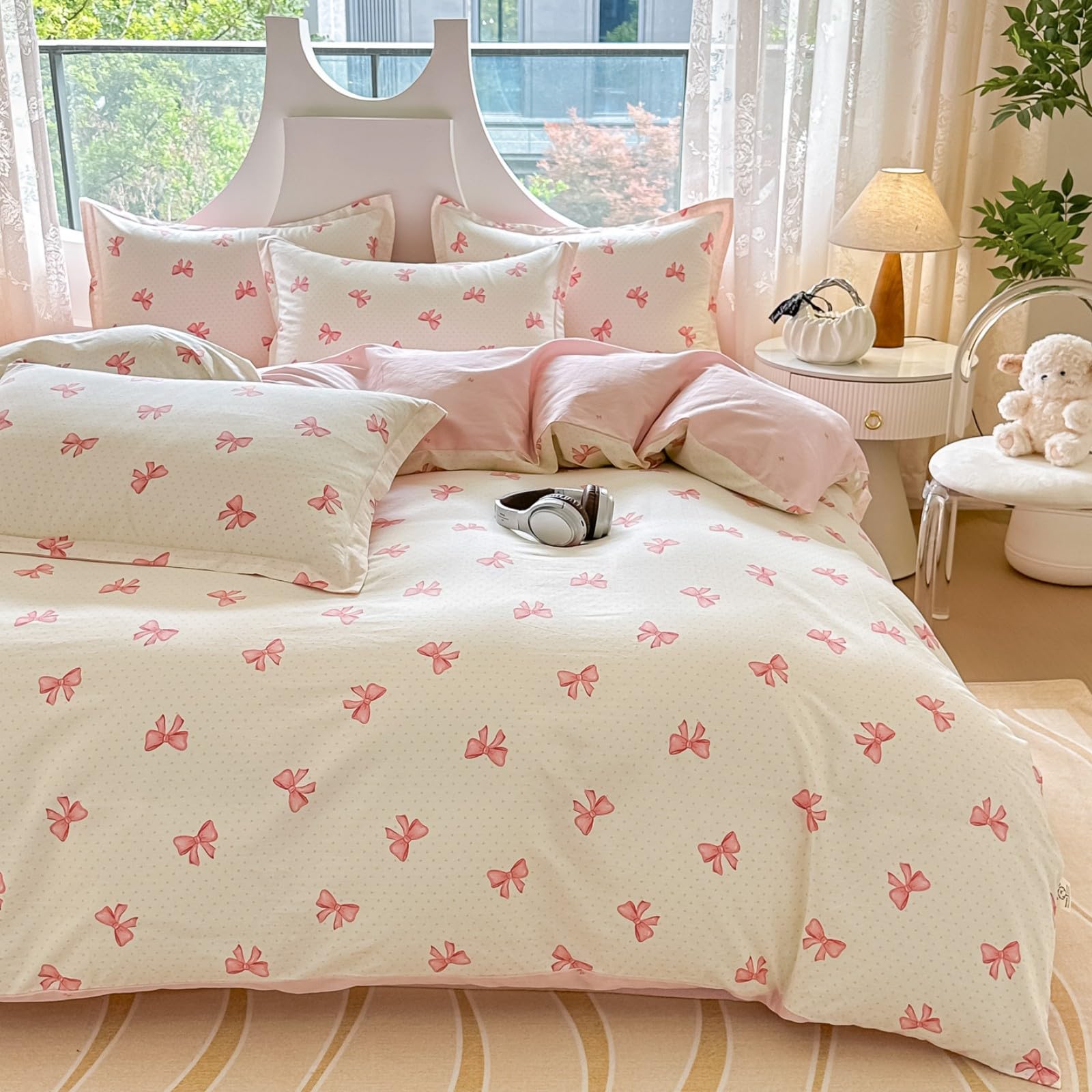 Tospass Floral Bettwäsche 135x200cm Rosa Blumen Pflanzen Blätter Bettwaren-Sets Mädchen Blumenmuster Bettbezug Mikrofaser Deckenbezug mit Reißverschluss 1 Kissenbezug 80x80cm