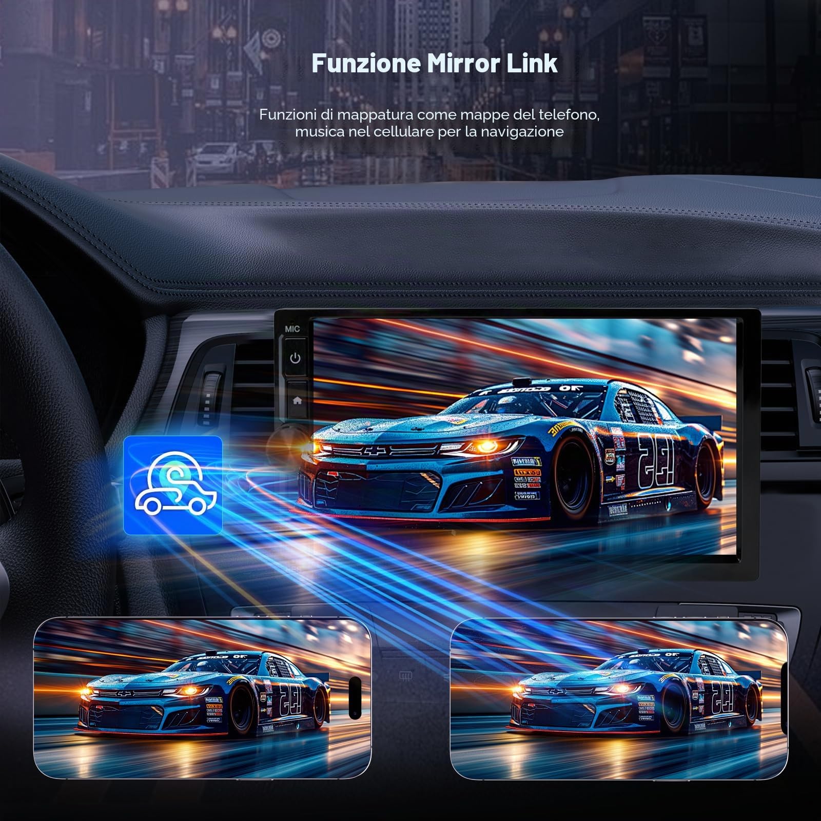 Haudio Autoradio 2 Din Bluetooth Stereo,schermo per auto IPS 7 pollici con telecamera di backup,navigazione GPS, schermo touch, Bluetooth, Mirror Link, FM, AUX| Android 13 Carplay Schermo