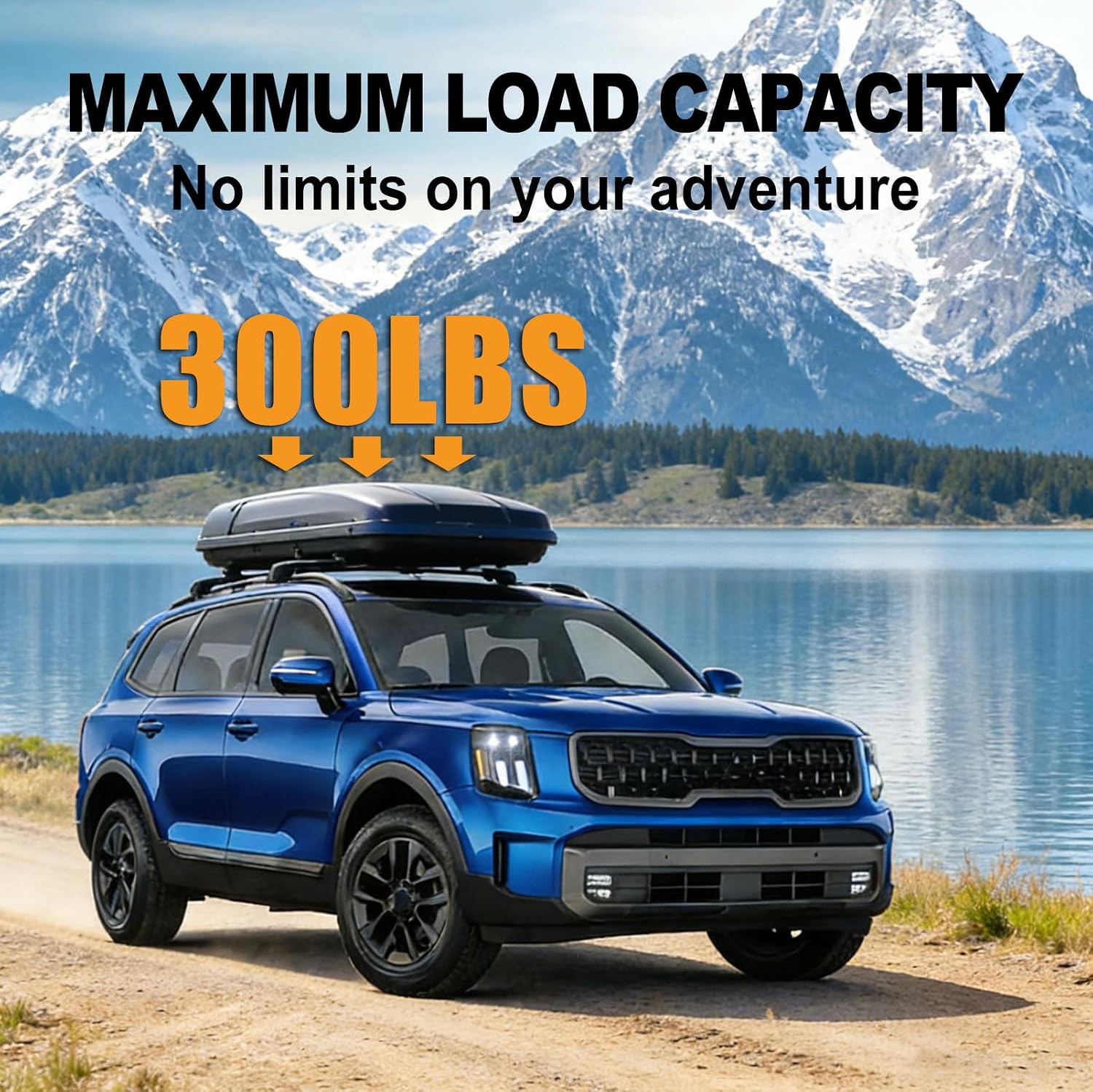 Zorik 300lbs Lockable Roof Rack Cross Bars for 2023-2025 Kia Telluride X-PRO X-LINE with Raised Side Rails, 2mm Heavy Duty Aluminum Crossbars for Kayak Canoe Cargo Carrier, Anti-Theft with Straps