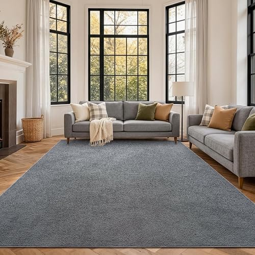 FinRèc Home 7x10 Dark Grey Non-Slip Washable Rug