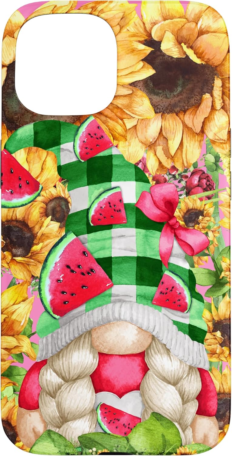 Unique Hippie Summer Sunflower Mom Cute Watermelon Gnome Case for iPhone 13
