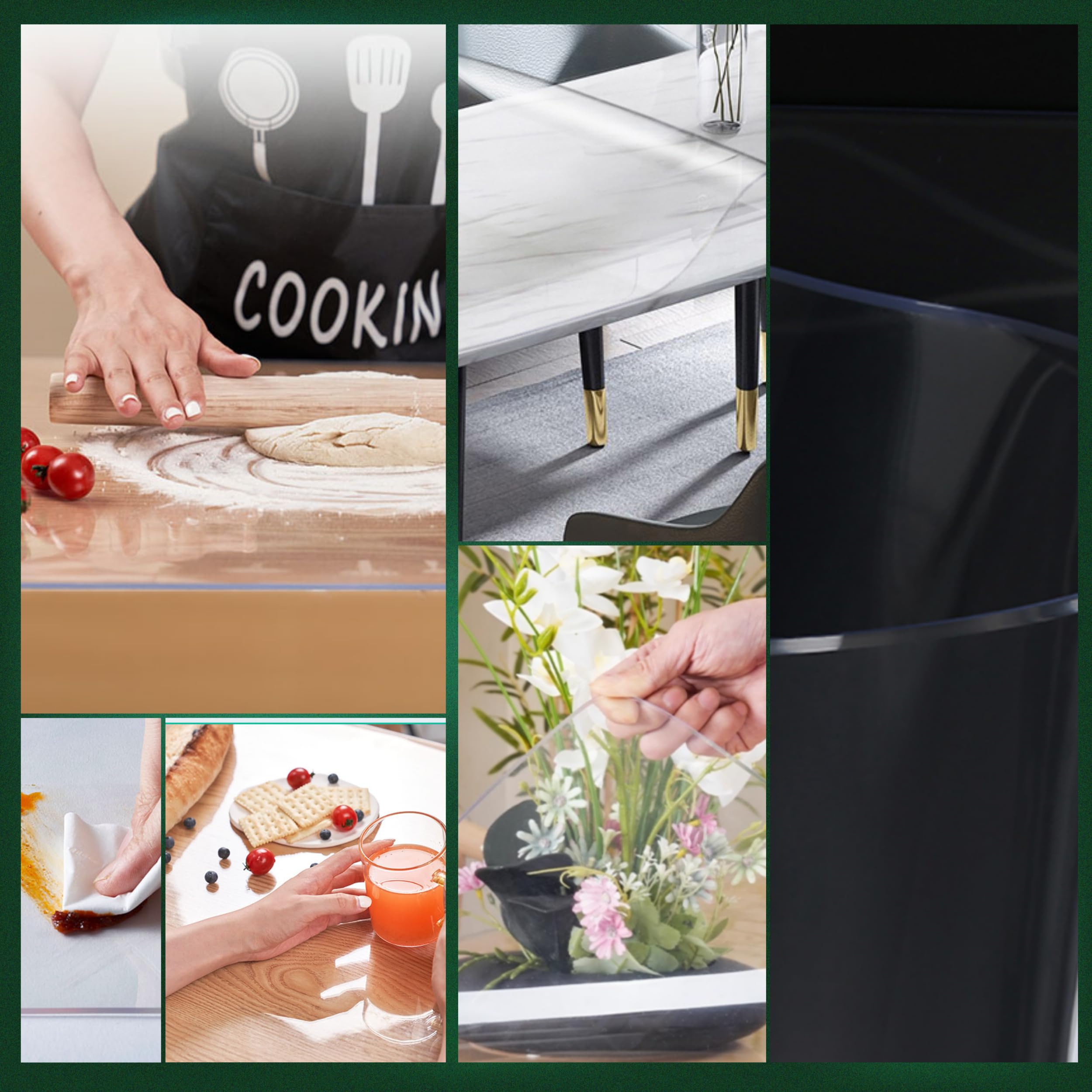 Deccart Protège-Table Transparent en PVC 120x60cm - Film Protecteur - Nappe de Protection Souple pour Table, Bureau ou Cuisine, Facile à Nettoyer, Usage Quotidien
