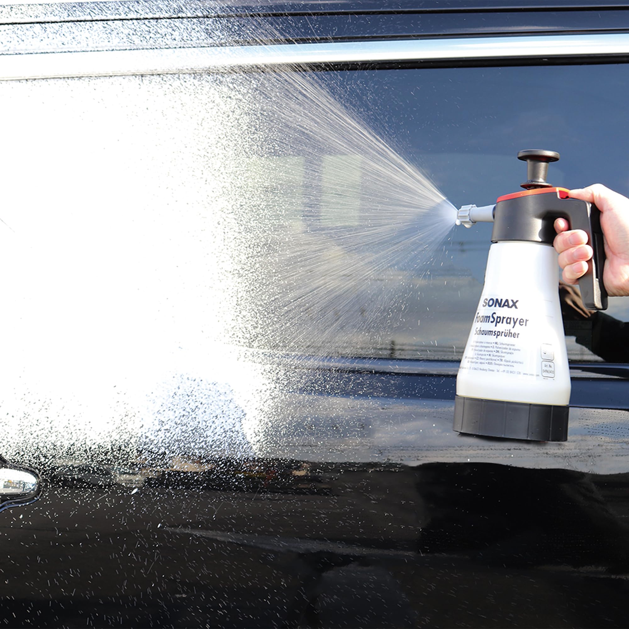 SONAX FoamSprayer 1 litr (1 sztuka) rozpylacz piankowy dla równomiernego spieniania i jeszcze dokładniejszego efektu czyszczenia, nr art. 04965410
