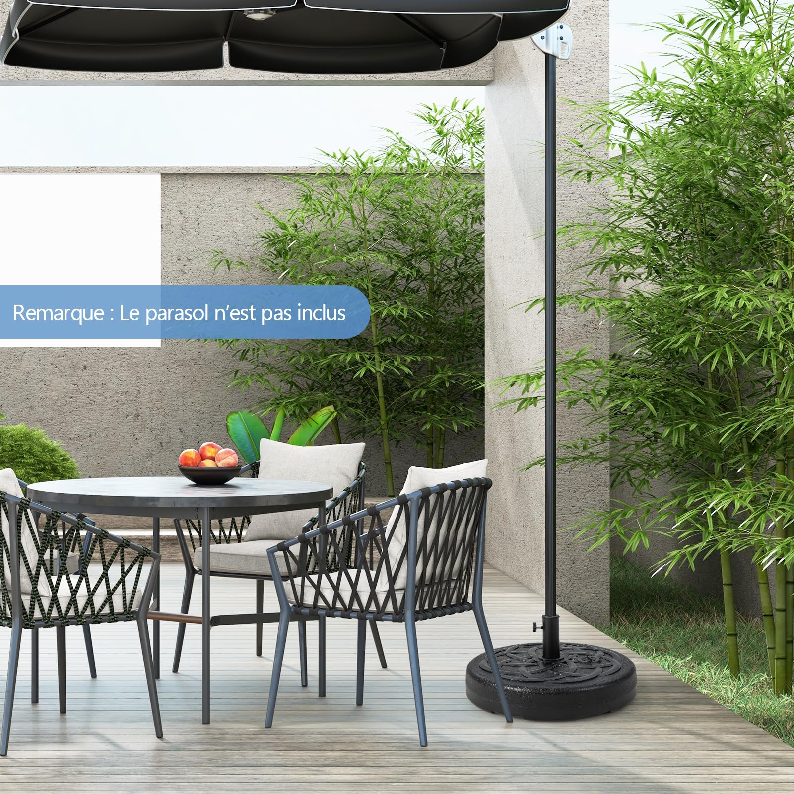 RELAX4LIFE Base de Parasol Déporté à Remplir d'eau et Sable 18KG (46KG)