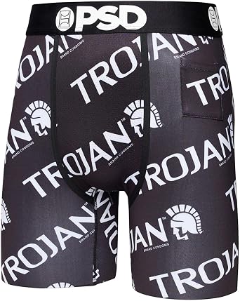 PSD Mens Trojan Logo Hp Boxer Briefs, Black, XXL