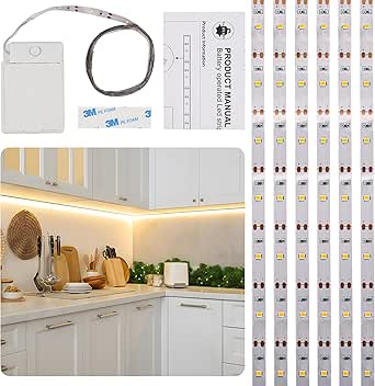 Noevany Battery Powered Under Cabinet Lighting, Wireless LED Strip Lights for Kitchen Under ...