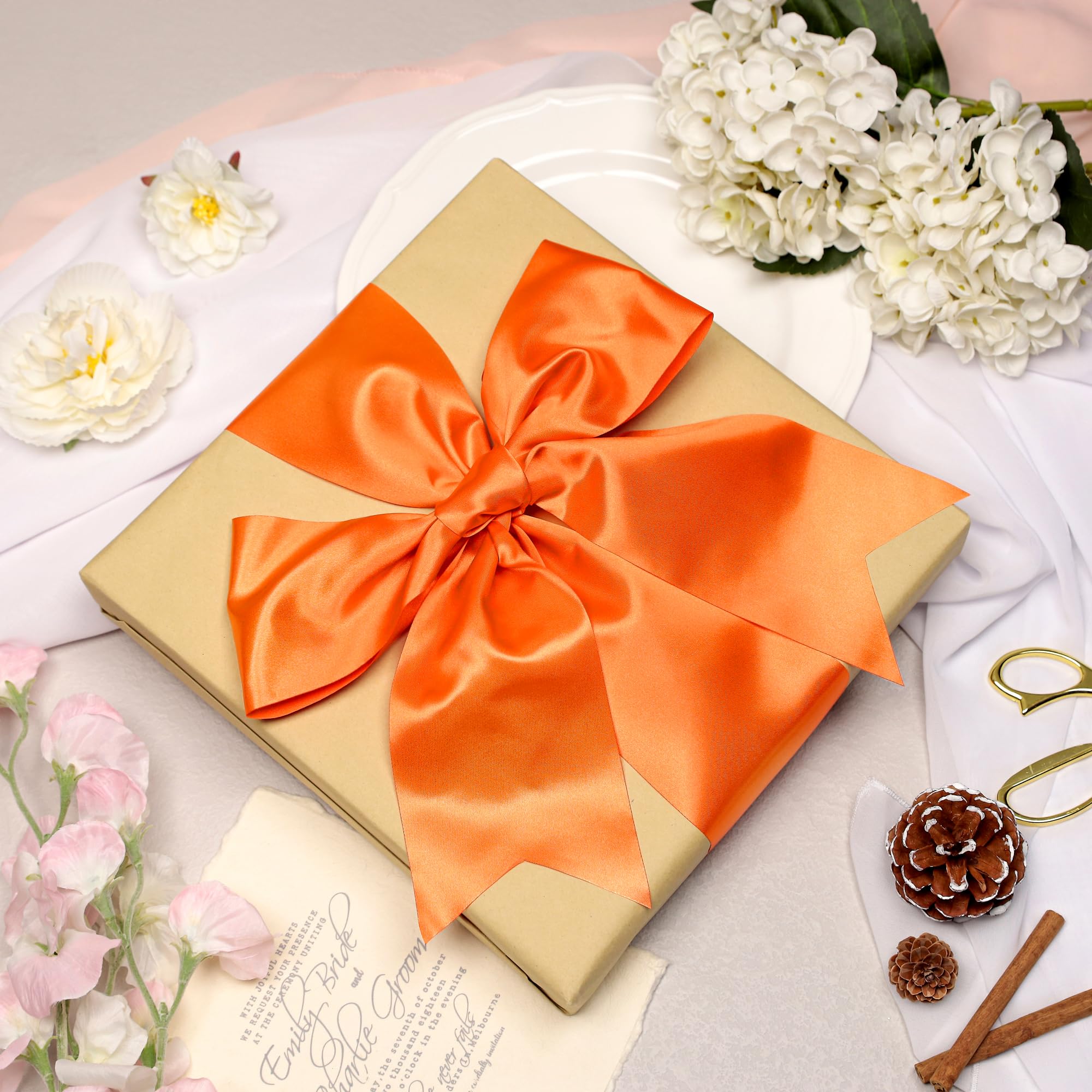 Kryvus Orange Satin Ribbon, 100mm x 20M Wide Orange Ribbon, Solid Large Ribbons for Cutting Ceremony Grand Opening - Image 4