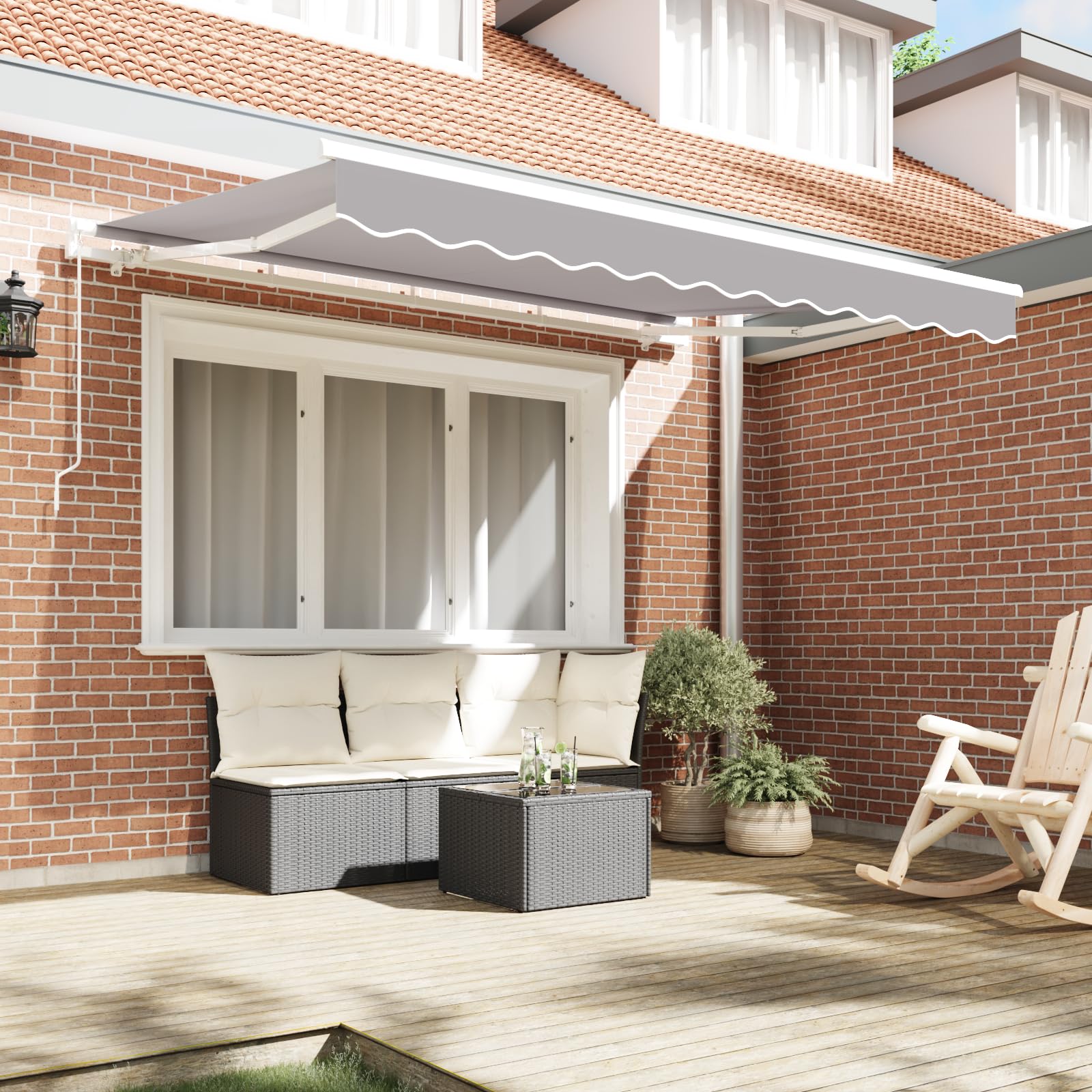 Tomostar Toile de Remplacement Store Banne, Toit de Rechange Tissu de Remplacement pour Auvent Cadre de 3x2.5 m Gris Clair