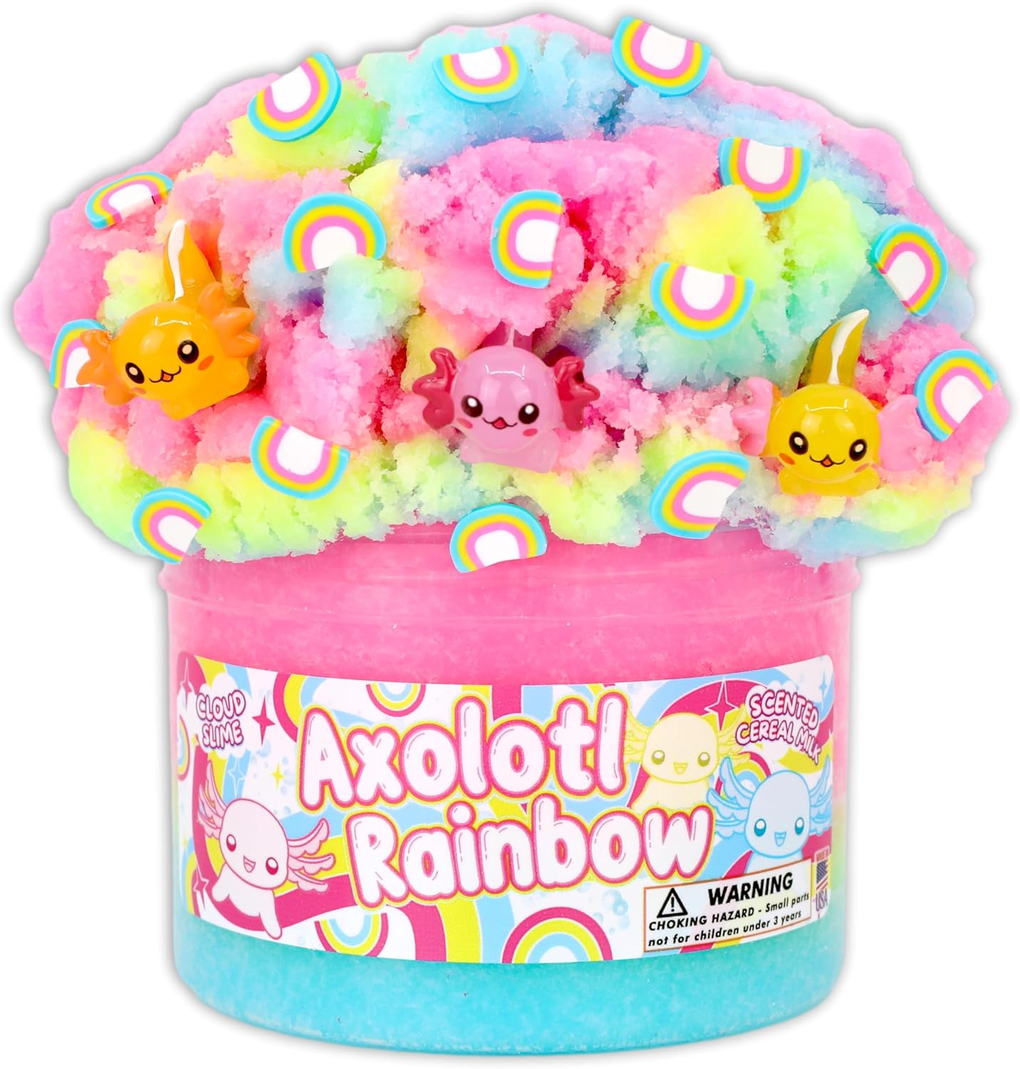 Axolotl Rainbow - Cloud Textured Slime - Handmade in USA - Dope Slimes - Pink/Blue/Yellow - 8 fl/oz