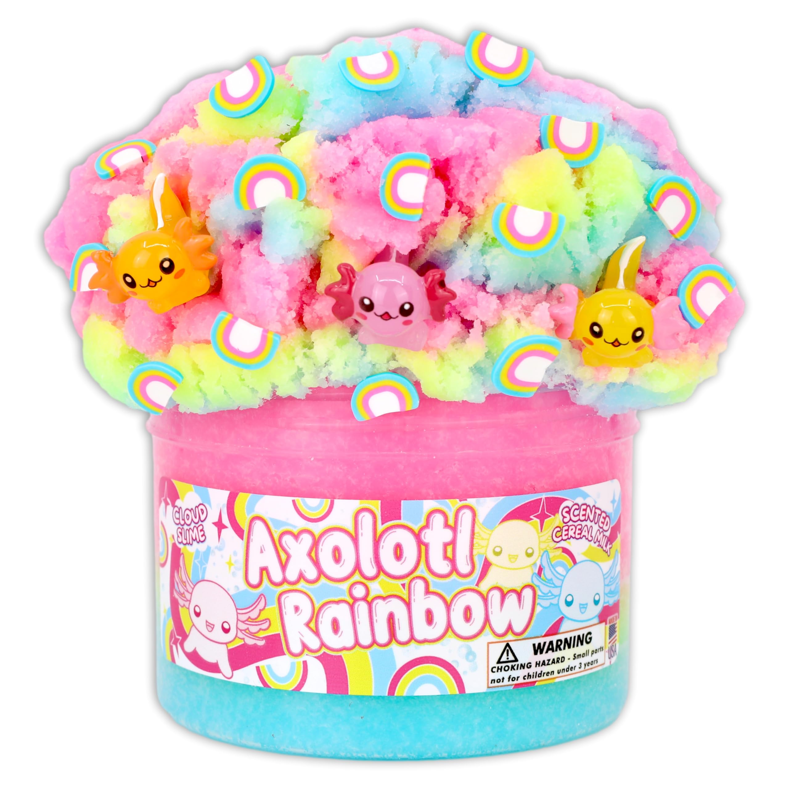 Axolotl Rainbow - Cloud Textured Slime - Handmade in USA - Dope Slimes - Pink/Blue/Yellow - 8 fl/oz