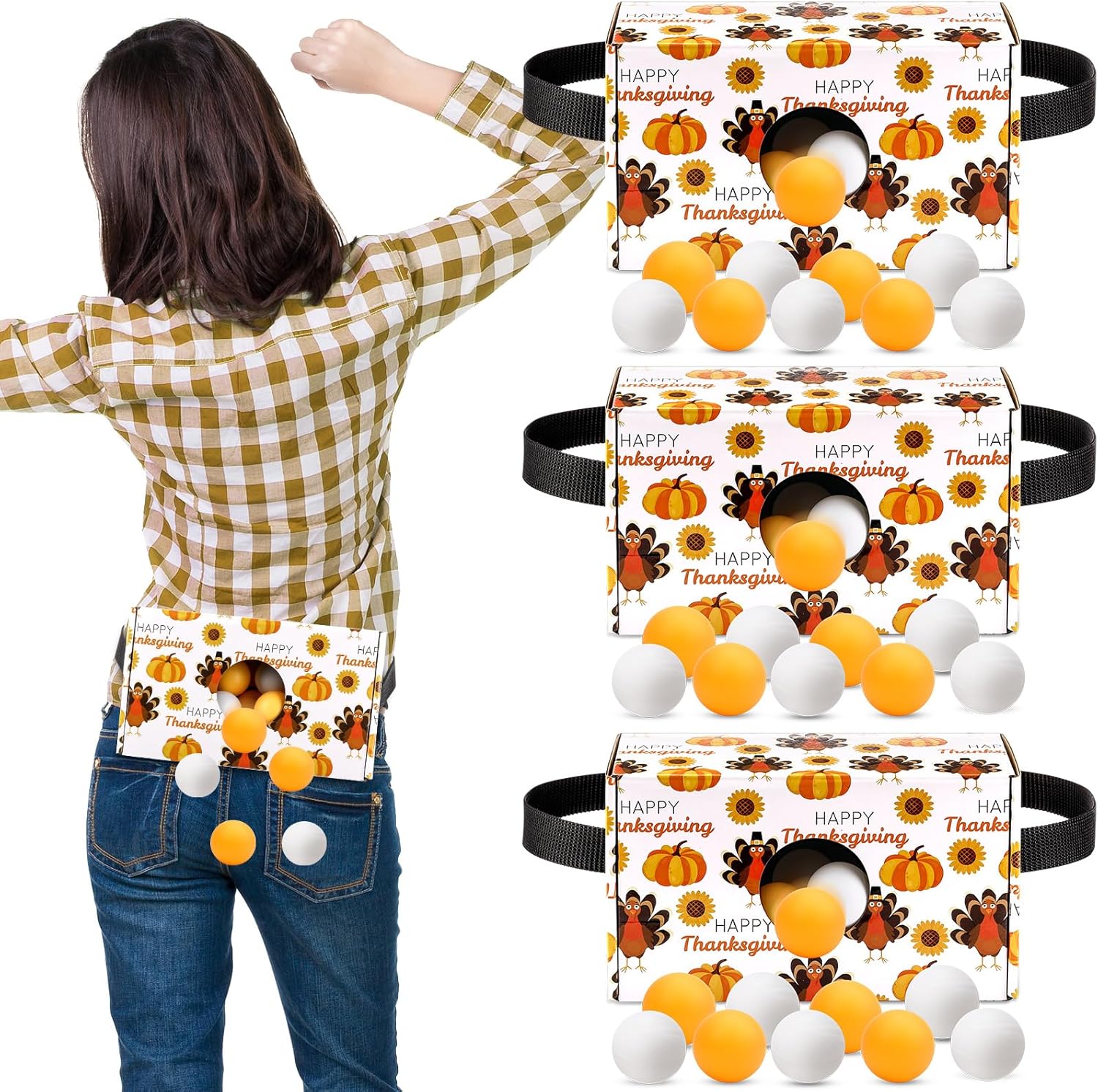 4 Sets Thanksgiving Party Swing Shaking Balls Set Novelty Twerk Includes 80 Balls and 4 Strap Shake Boxes for Outdoor Indoor Fall Harvest Thanksgiving Family Party Birthdays