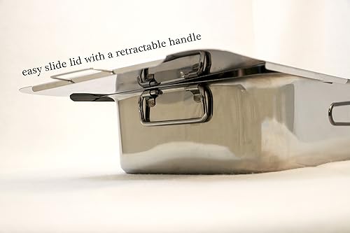 Miniatura 4 de ExcelSteel Ahumador de acero inoxidable para estufa, 14 12" X 10 12" X 4", plateado, mediano