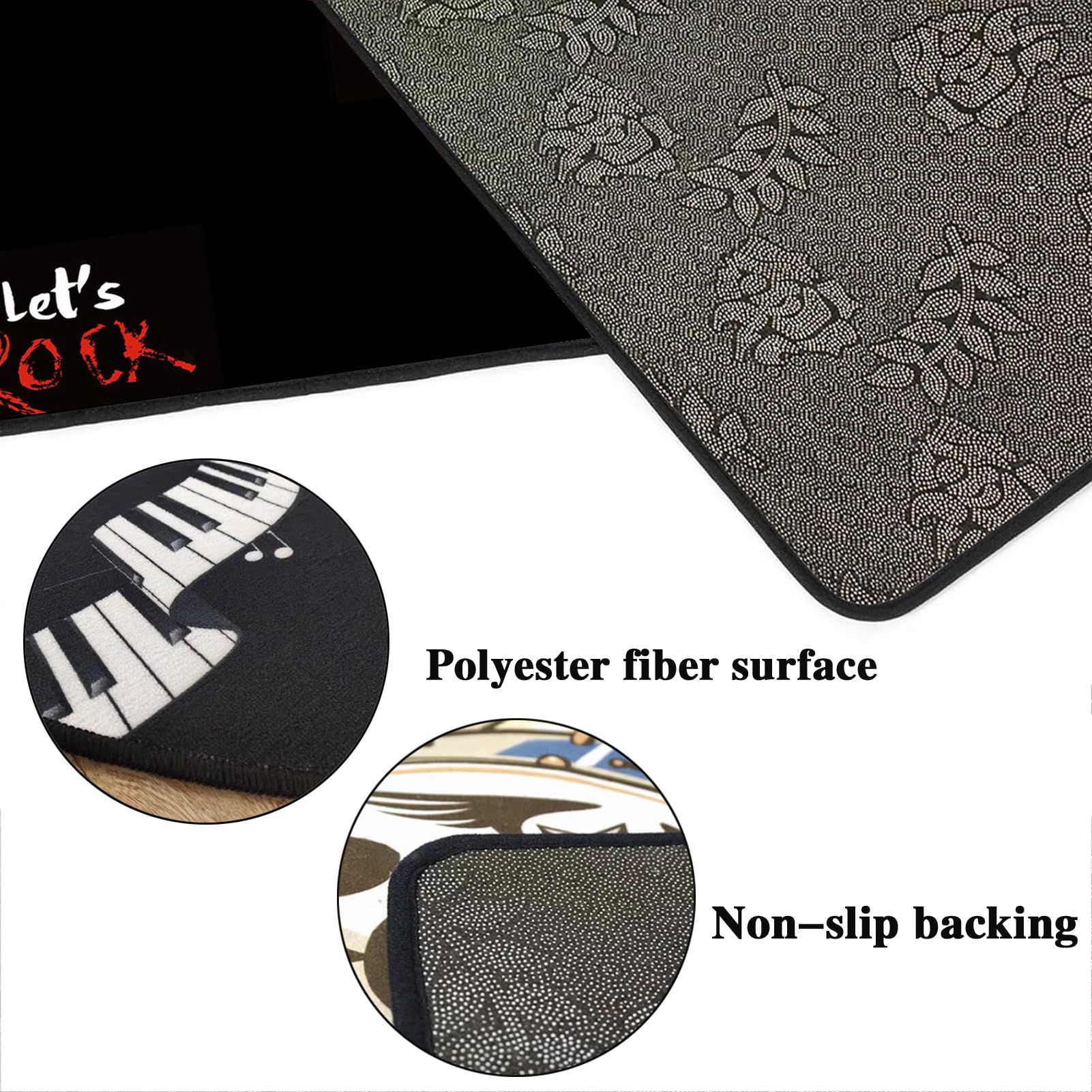 Tapis de Batterie électronique, Tapis Professionnel de Jazz Non Glissants, Tapis de Tambour Insonorisé, Tapis pour Batterie pour Grosse Caisse Claire et Autres Instruments de Musique 120 x 80 cm