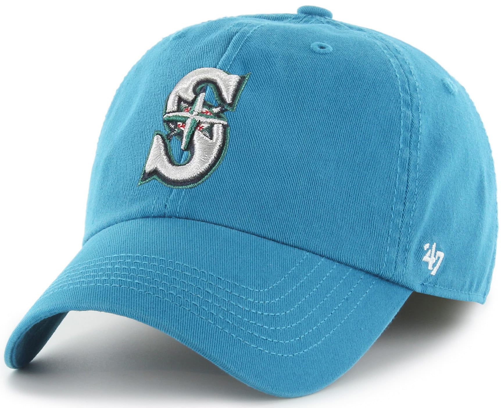 47 Brand MLB Alternate Color Primary Logo Clean Up Adjustable Baseball Cap Hat, Adult One Size Fits All, Seattle Mariners, One size