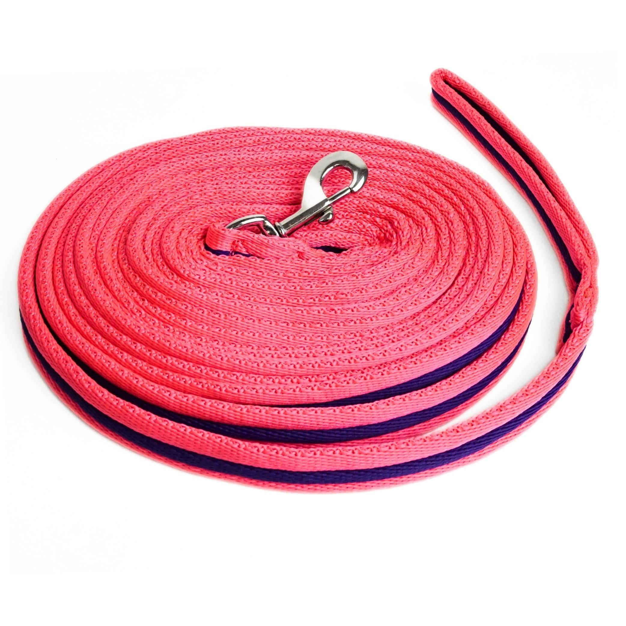 Guinzaglio Longe per cavalli, ideale per lavori a terra, ginnastica, lunghezza 8 m (rosa viola)