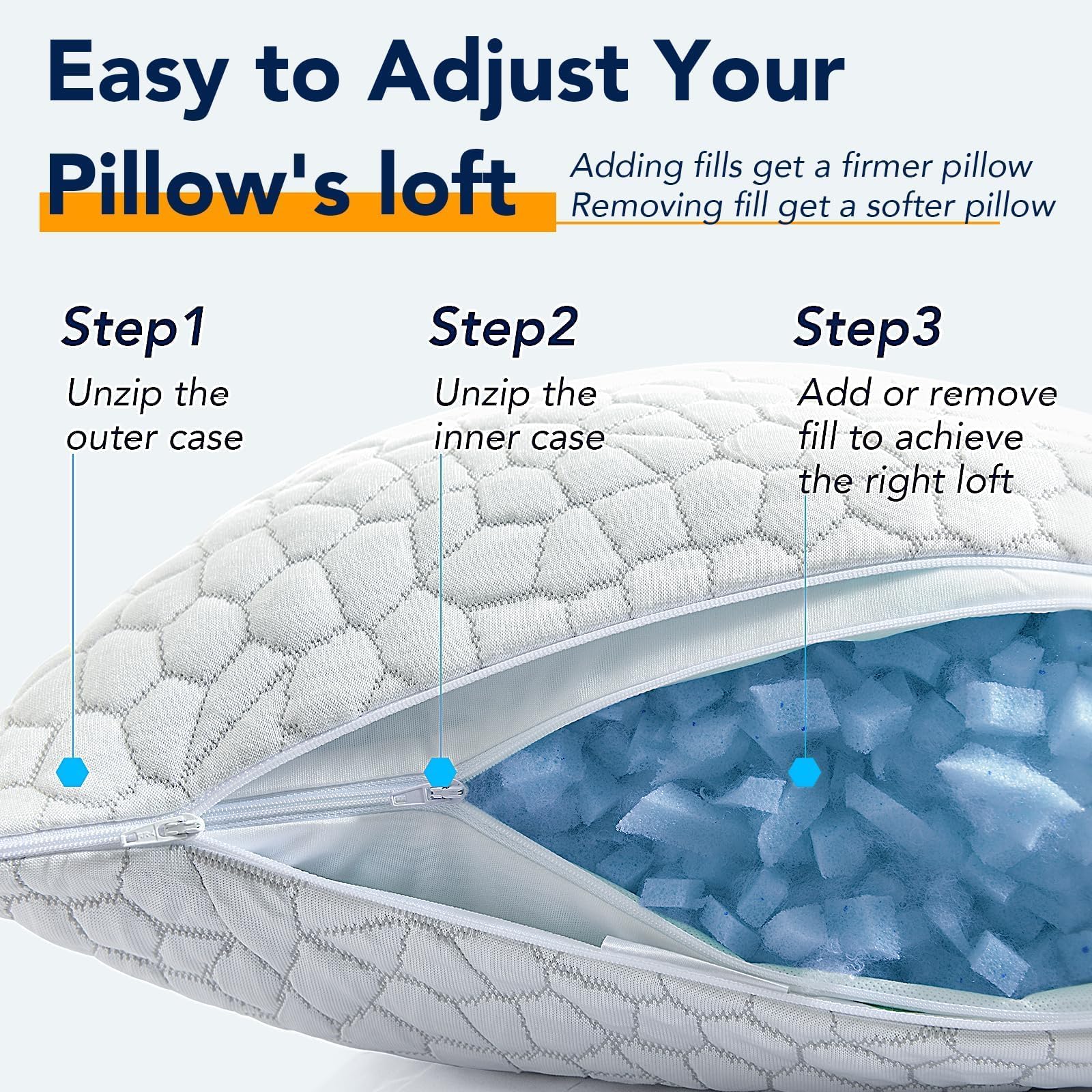 Best Shredded Memory Foam Pillow Picks for 2026 3 QUTOOL Cooling Pillow for Sleeping, CertiPUR-US Shredded Memory Foam Standard Pi — product photo