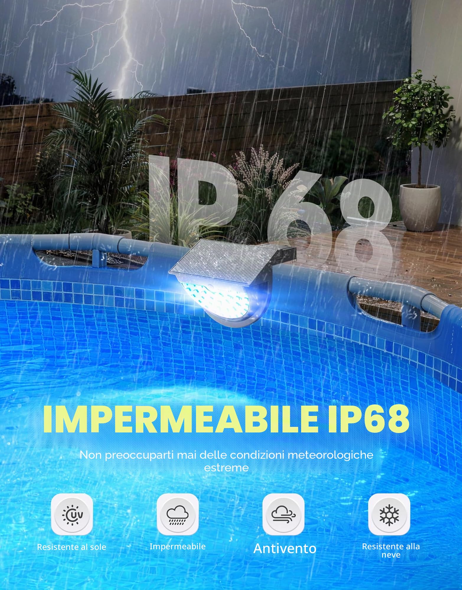 DeeprBetter 2026 Aggiornato Luci Piscina Fuori Terra Solari, Luce Piscina RGB Colori Cambiamento, IP68 Impermeabile Luci LED Piscinas con 10 modalità di Illuminazione, Lampade per Piscinas Giardino