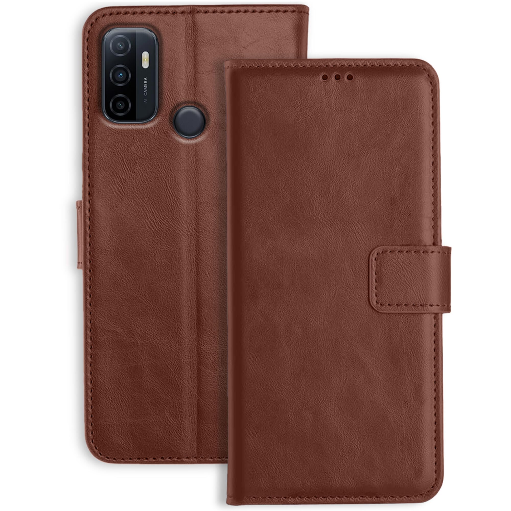 Orosky Oppo A33 Flip Cover | Leather Finish | Inside Pockets & Stand | Shockproof Wallet Style Magnetic Closure Back Cover Case for Oppo A33 (Brown) (B098FDW11C) Amazon Price History, Amazon Price Tracker