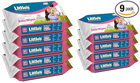 Little'S Soft Cleansing Baby Wipes With Aloe Vera, Jojoba Oil And Vitamin E (80 Wipes) Pack Of 5&Cleansing Baby Wipes With Aloe Vera, Jojoba Oil And Vitamin E (80 Wipes) Pack Of 4