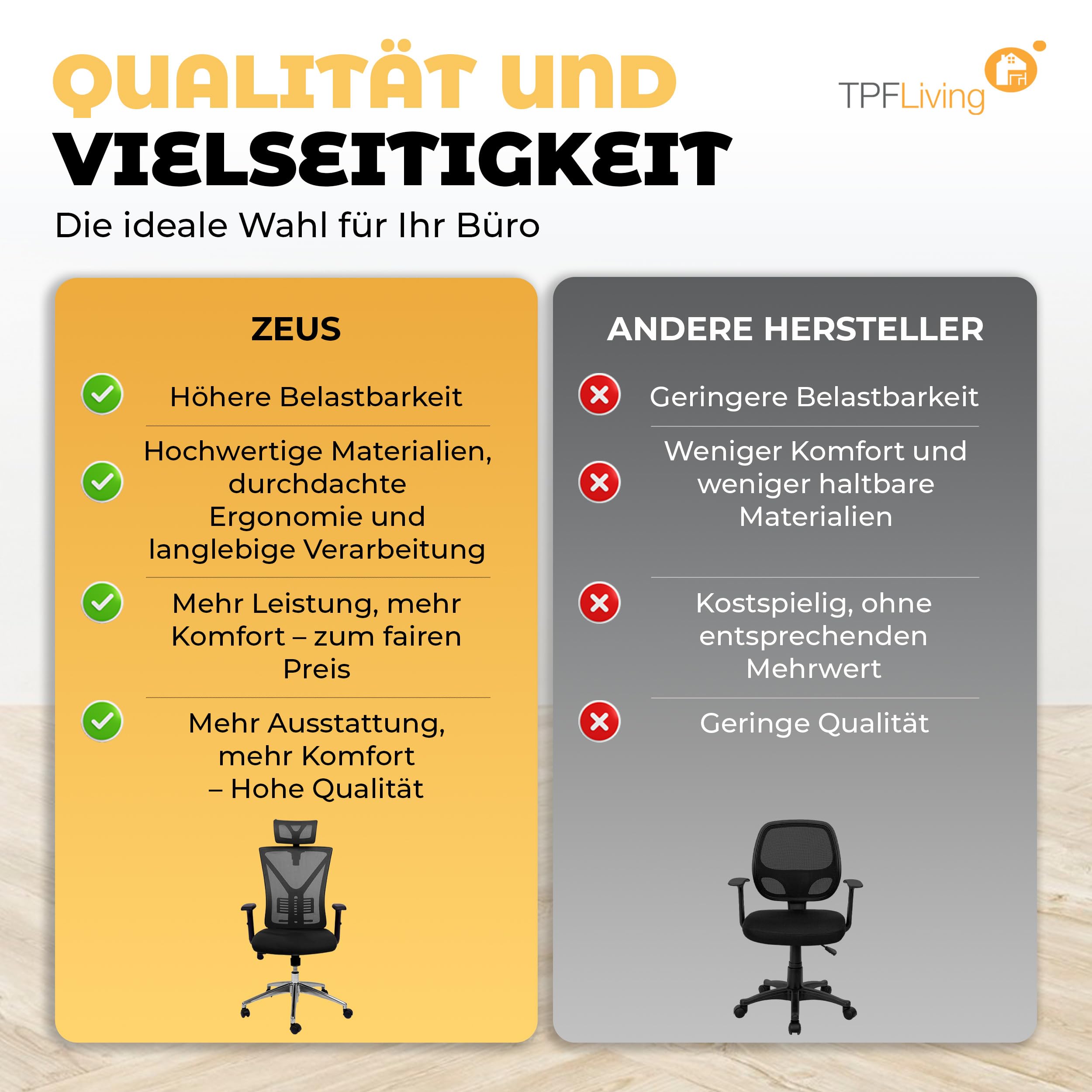 Bürostuhl Zeus (Schwarz) – Bürostuhl ergonomisch und komfortabel inkl. Verstellbarer Lordosenstütze & kühlendem Mesh – Bis zu 150kg Tragfähigkeit - ideal für Lange Arbeitstage