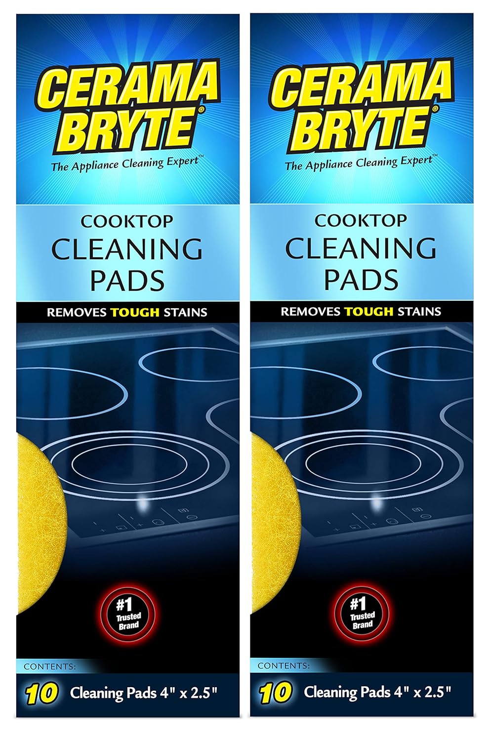 (2 Pack) Cerama Bryte Ceramic Cooktop Cleaning Pads, Total