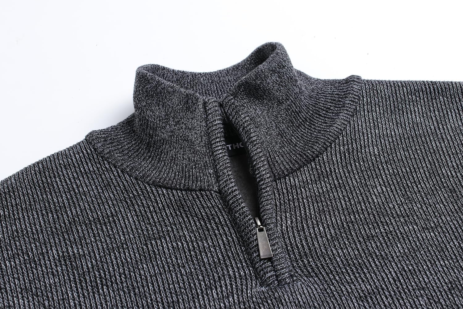 Men's Quarter Zip Sweaters Long Sleeve Fleece Knitted Pullover Casual 1/4 Zip Up Turtleneck Polo Sweatshirts - Image 4