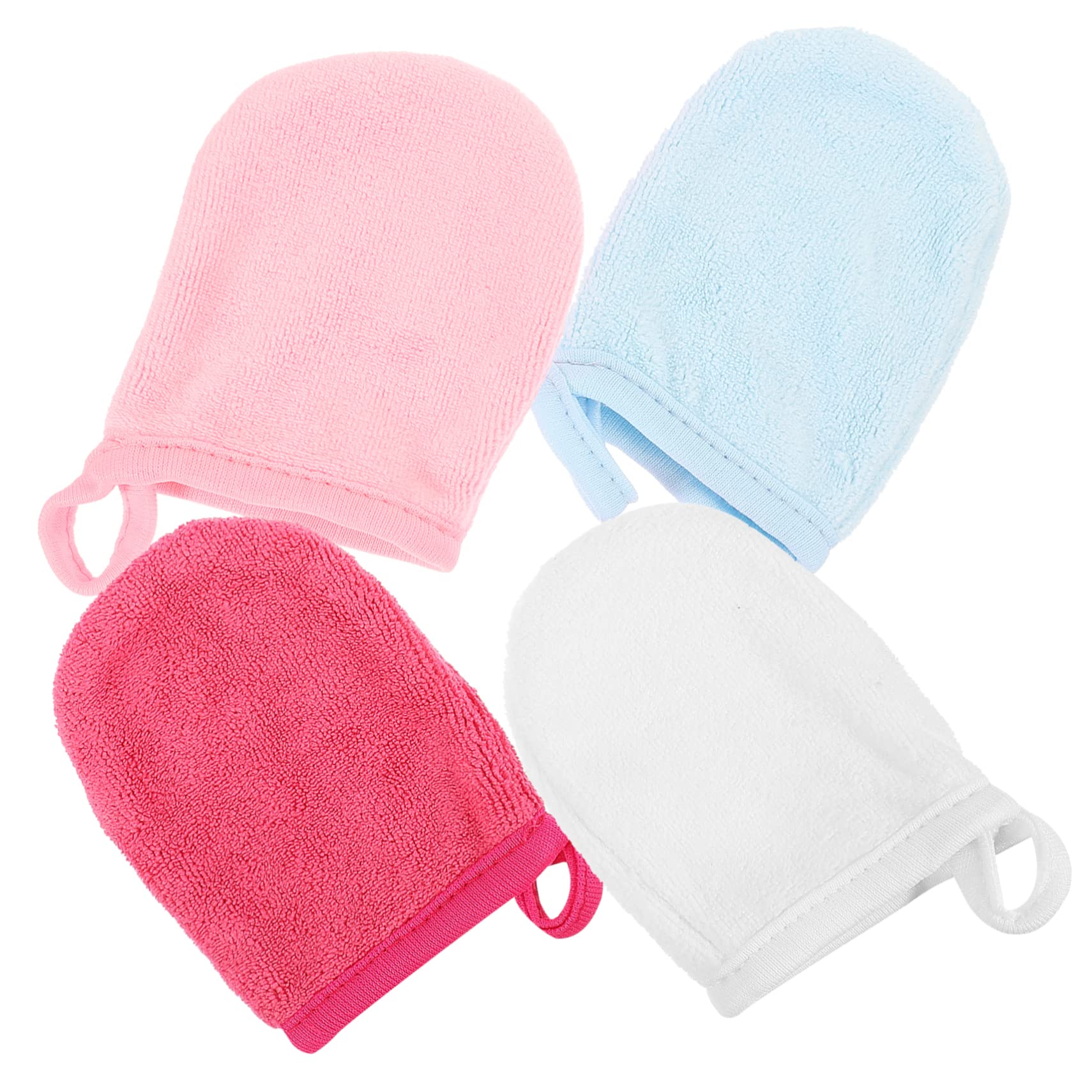 FRCOLOR 4sets Gesichtsreinigungshandschuhe Waschhandschuhe Gesichtspeeling Make-up-entferner Handschuhe Schlafmaske 4pcs * 4