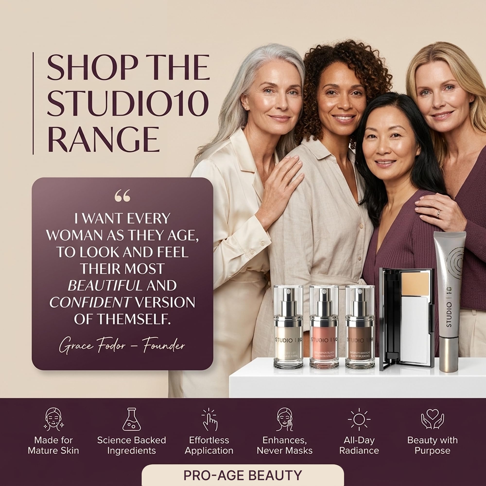 Studio10 Perfect Bronze Glow Plexion Face Bronzer und Highlighter für reife, trockene oder strukturierte Haut ohne schimmerndes Finish