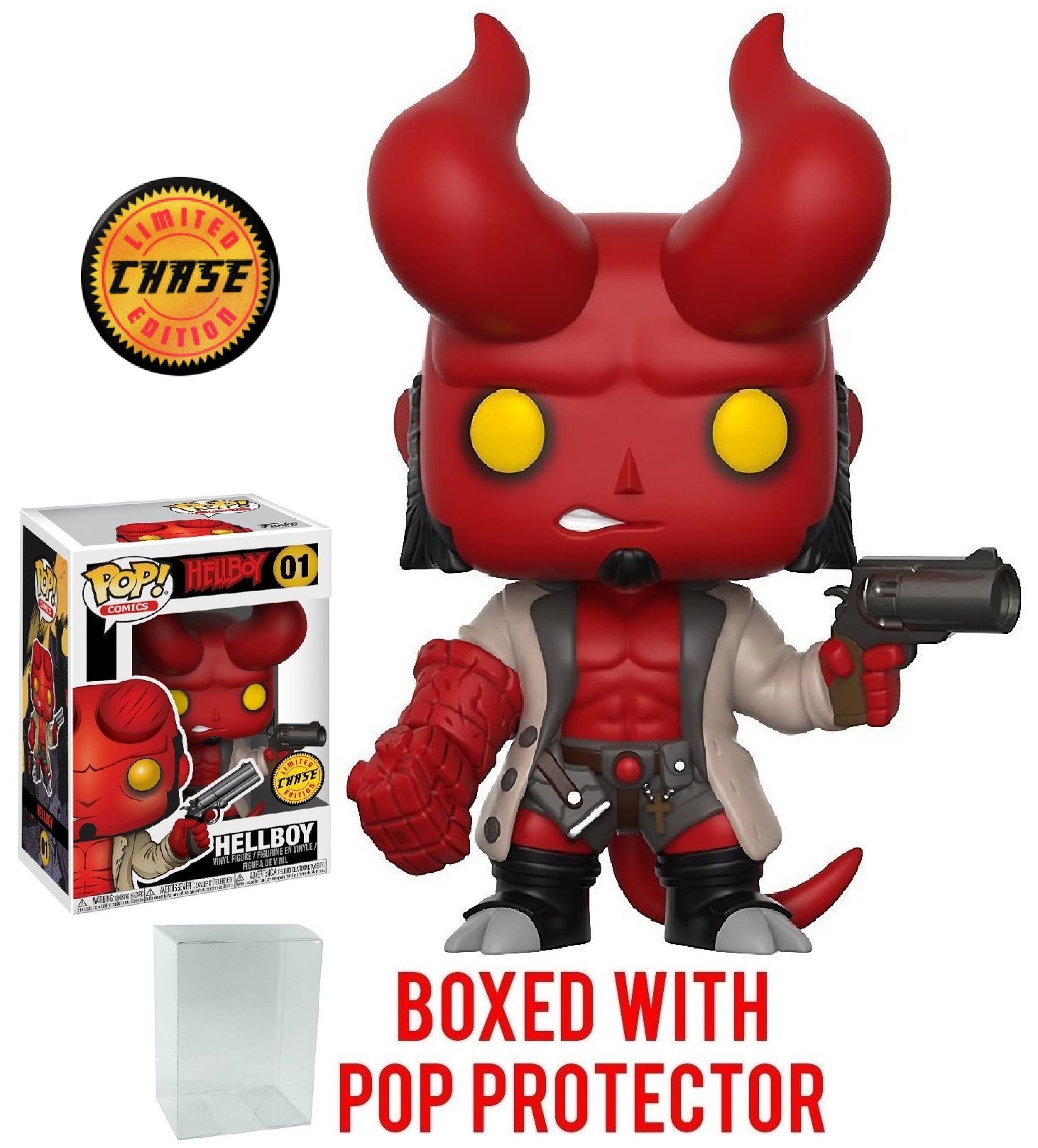 Funko Comics: Hellboy - Hellboy with Horns Limited Edition Chase Pop! Vinyl Figure Vinyl Figure (Includes Compatible Pop