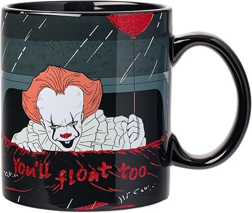 Miniatura 11 de Silver Buffalo IT Pennywise Clown "Time to Float" - Taza de cerámica para caravana, 20 onzas IT Pennywise,Beetlejuice aquí miente,Gusano de arena