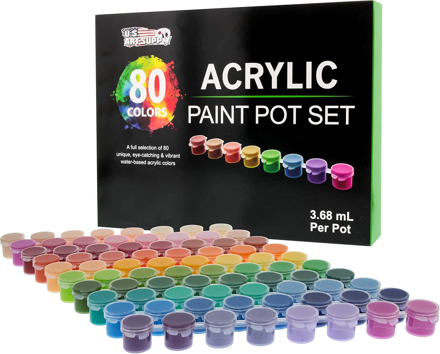 U.S. Art Supply Acrylic Paint Set - 80 Colors Paint Kit for Canvas, Wood, Rock & Crafts - Non-Toxic Art Paints for Adults - Professional Acrylic Paints for Canvas Painting & Craft Supplies